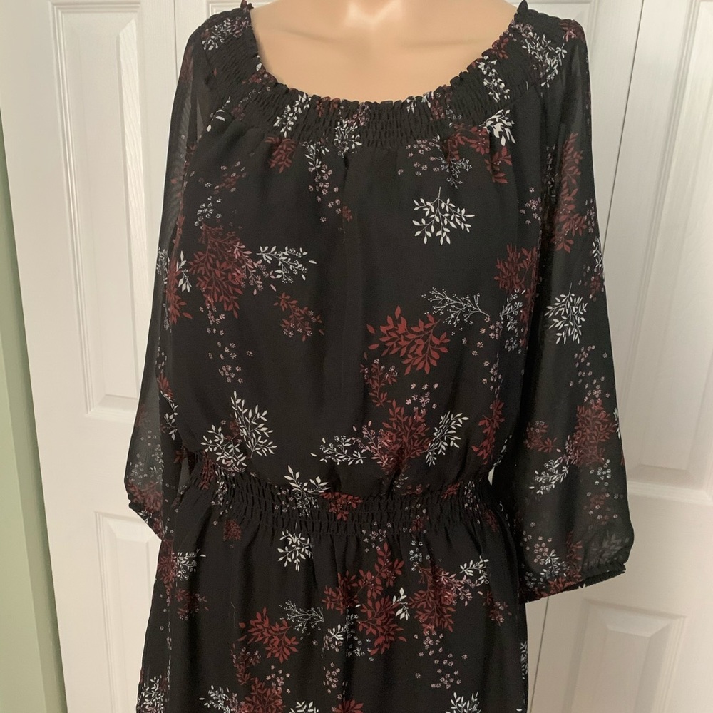 Maurice Black Floral Lined Dress - Small